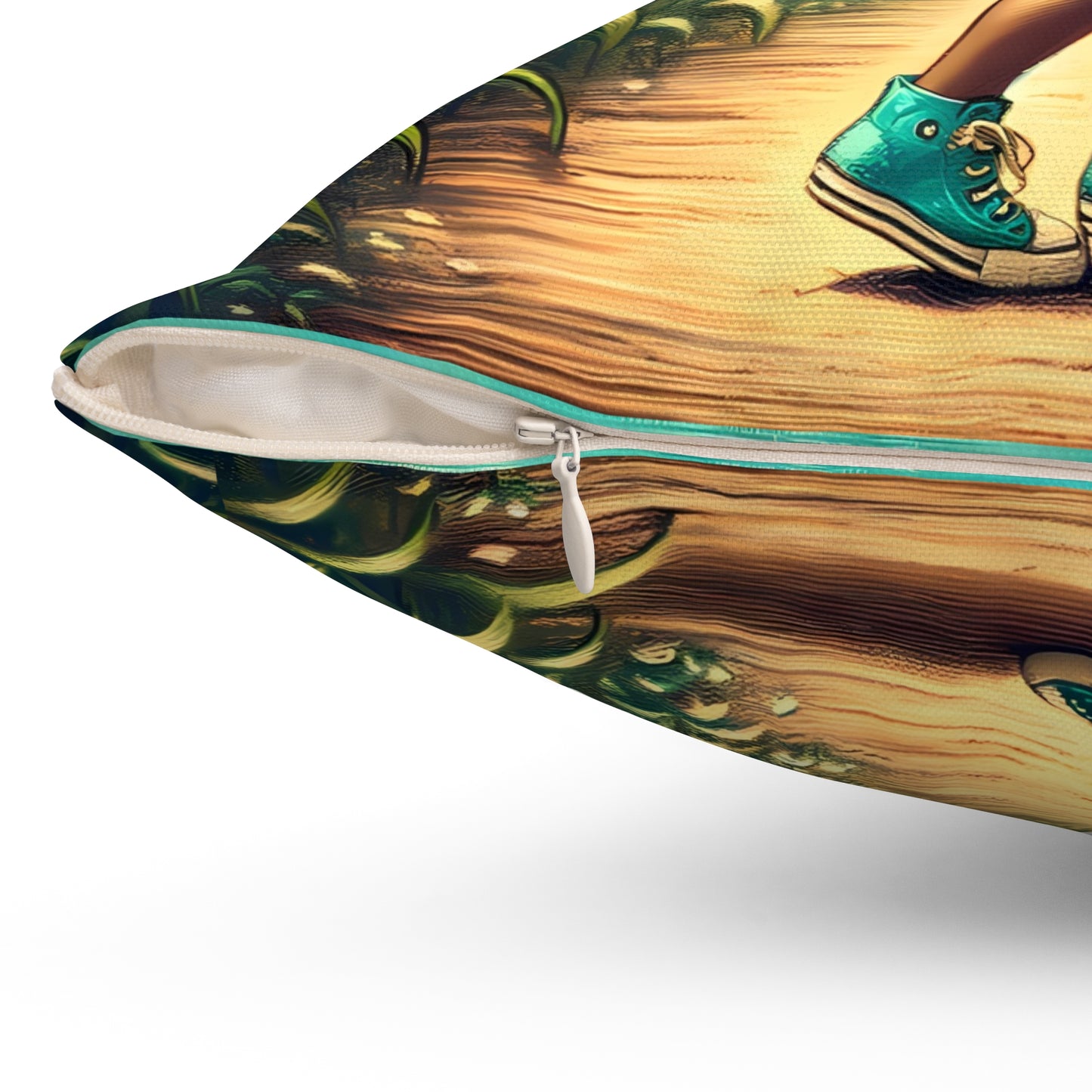 Lily Girl Square Pillow - Enchanted Garden Design for Cozy Spaces