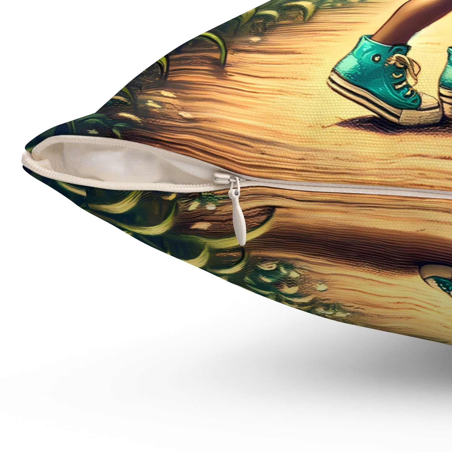 Lily Girl Square Pillow - Enchanted Garden Design for Cozy Spaces